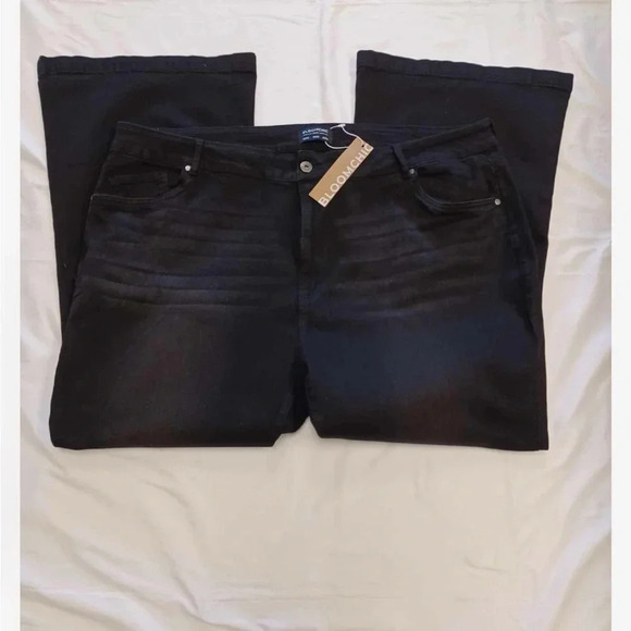 Bloomchic Black Flare Leg High Rise Full Length Jeans Size 26 - Picture 6 of 12